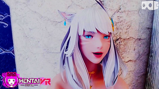 White-Haired Catgirl Takes Control in Steamy HD Hentai VR Encounter
