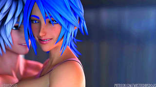 Aqua Tempts Riku with Sensual 3D Thigh Job Bliss in Steamy Encounter