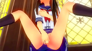 Takagi-San Teases in Maid Dress, Cums Hard Solo – Watch Her Splash