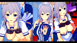 Sakuya Izayoi Teases with Busty Curves Sultry Blowjob in Koikatsu Fantasy