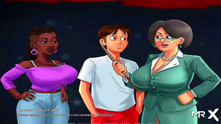 Curvy Sensei Embraces Steamy Summer Liaison in Lush Anime Escape