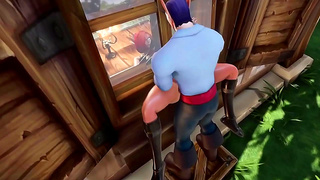 Elf Thief Trapped Pleasured Hard Against Glass in Steamy 3D Hentai