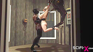 Bound Babe Ball-Gagged Pleasured by Masked Lesbian Dominant