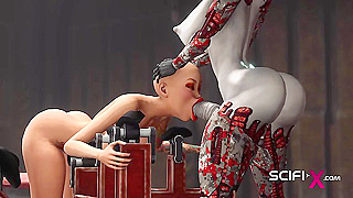 Futa Robot Takes Control, Fucks Bald Human with Fiery Passion