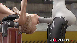 Android Seduces Woman with Forbidden Oral Pleasure in Futuristic Encounter