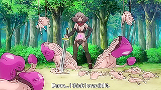 Azels Bravery Tested as Mushroom Monsters Overwhelm Her in Dark Fantasy Encounter