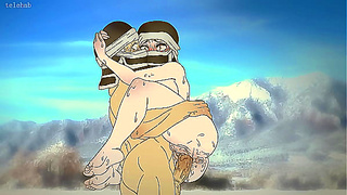 Kakushi Warms Up with Fiery Demon Slayer Encounter in Snowy Hentai Fantasy