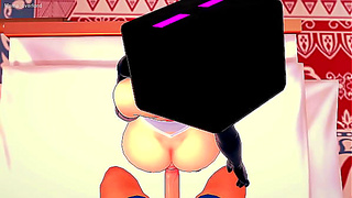 Teen Babe Seduces Enderman Friend in Steamy Minecraft Hentai Fantasy