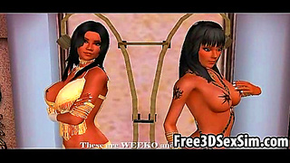 Sultry 3D Lesbian Lovers Entwined in Steamy Cartoon Encounter