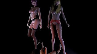 Two Adorable Cuties Share Steamy 3D Threesome Fantasy Ride