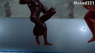 Mrs. Cockers Steamy Pool Encounter in 3D Skyrim Adventure