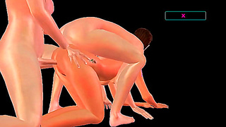 Steamy Animated 3D Gay Threesome Full of Passion and Heat
