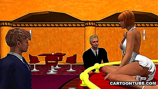 Sizzling 3D Stripper Double Teamed On Stage In Steamy Cartoon Action