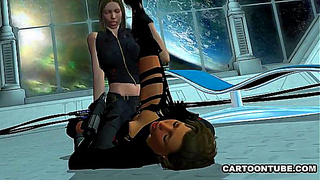 Sultry Foxy Lesbian Vixens Share Steamy Scissoring Licking in 3D Cartoon