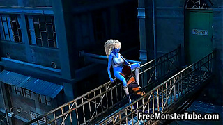 Blue Lesbian Babe Enjoying Outdoor Pleasure in 3D Cartoon Adventure