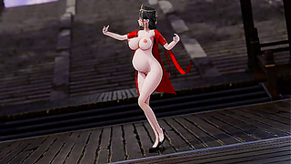 Curvy Red-Dressed Beauty Dances Naked in Pregnant Glory - Hanying Style
