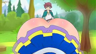 Aqua Tempts Kazuma with a Risqu Skirt in Hilarious Hentai Parody