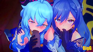 Ganyu Keqings Steamy Threesome Encounter – Genshin Impact Erotic Animation