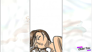 Anime Girl Lying on Clouds in Sensual Hentai Pose Draws Pleasure