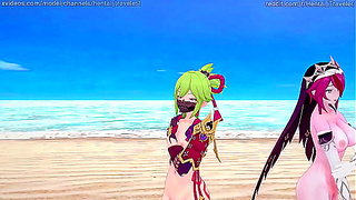 Rosaria Kuki Shinobu Heat Up Genshin Nights – MMD Seduction Remix