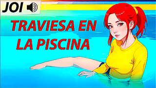Naughty Pool JOI Hentai Fun with Seductive Spanish Voice Teases