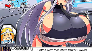 Shino Faces Off Against Massive Cow Scientist in Busty Transformation Hentai