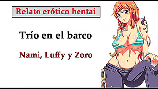 Nami Tempts Luffy Zoro into Steamy Threesome Adventure Aboard Ship