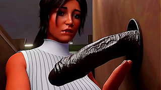 Lara Croft Seduces Big Cock Stranger in Busty Hentai Glory Hole Fantasy