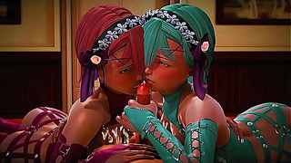 Red Blue Teen Girls Share Their First Steamy Encounter in 3D Hentai World