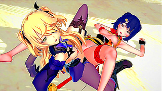 Xiangling Fischls Steamy lesbian Encounter Genshin Impact 3D Hentai