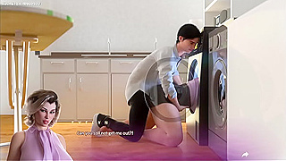 Stepson Sneaks Steamy Affair with Busty Milf StepMom Inside Broken Dryer – 3D Horny Action