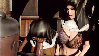 Nun Tempts Priest with Sinful Blowjobs Leading to Wild Gangbang Pleasure