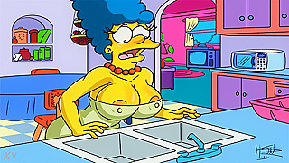 MILF Marge Simpsons Tempts Homer with Steamy Naughty Moments in Animated Clips