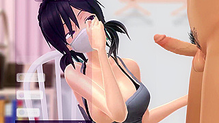 Anime Vixen Pleasures Her Lover with Blowjob During Cartoon Marathon