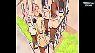 Six Sexy Anime Babes Ride One Cock in Wild Group Pleasure Fest