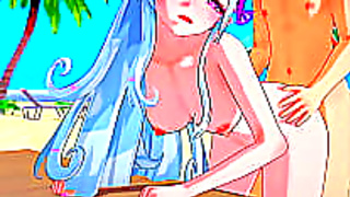 Busty Anime Babe Takes Huge Load on Wet Beach in Steaming Hot Encounter